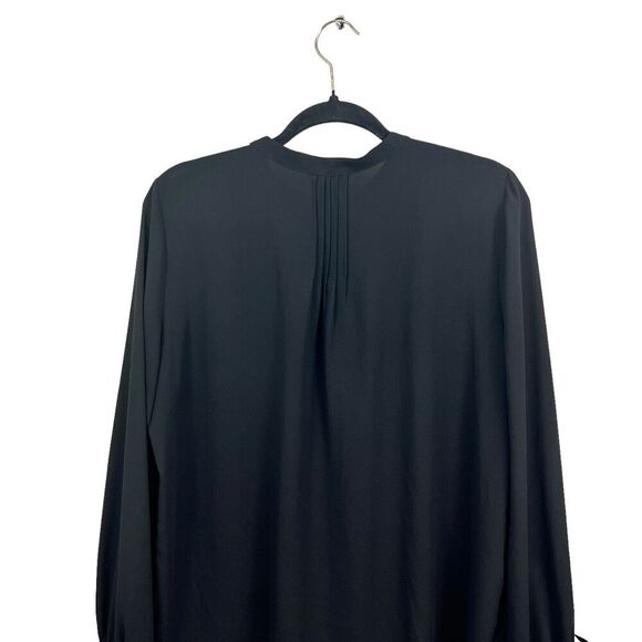 J. Crew Womens Blouse Pleated Button Semi‎ Sheer Ruffled Long Sleeve Black Sz TM - Picture 6 of 6